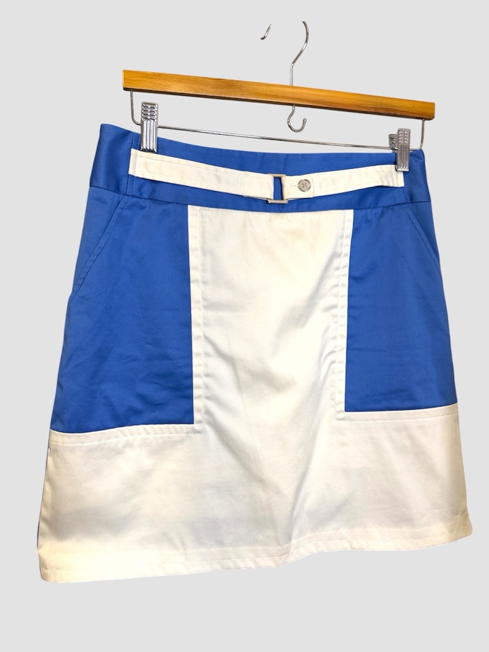 Fairway & Greene Blue Colorblock‎ White Mini Skirt Golf Skort Cotton Blend 8